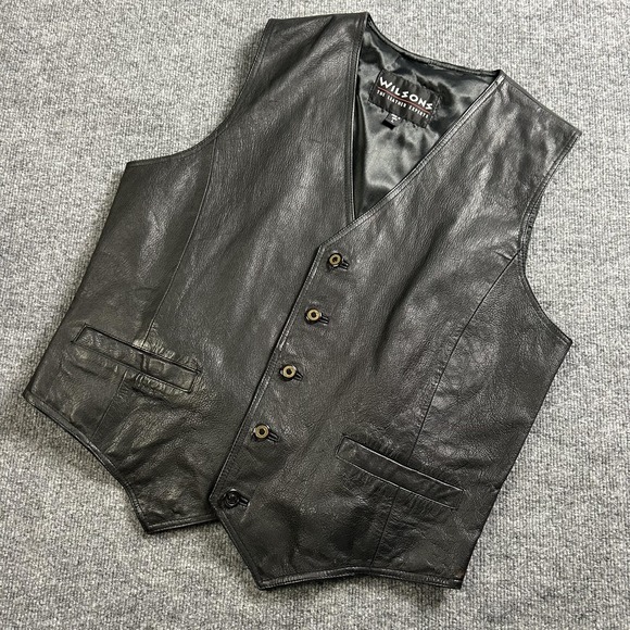 Wilsons Leather Other - Wilsons Leather Vest Mens Large Black Button Front Adjustable Buckle Lined